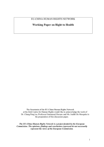 Working Paper on Right to Health EU-CHINA HUMAN RIGHTS NETWORK