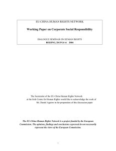 Working Paper on Corporate Social Responsibility EU-CHINA HUMAN RIGHTS NETWORK