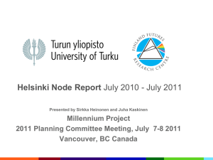 Helsinki Node Report Millennium Project Vancouver, BC Canada