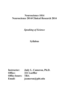 Neuroscience 1014 Neuroscience 2014/Clinical Research 2014 Syllabus