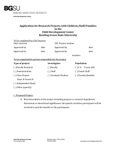 Application for Research Projects with Children/Staff/Families in the Child Development Center