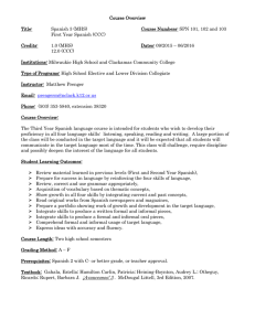 Spanish 3 Course Syllabus/Overview 2015 - 2016