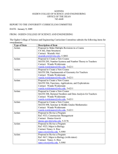 AGENDA OGDEN COLLGE OF SCIENCE AND ENGINEERING OFFICE OF THE DEAN 745-4449