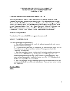 UNDERGRADUATE CURRICULUM COMMITTEE ACADEMIC AFFAIRS CONFERENCE ROOM JANUARY 22, 2008