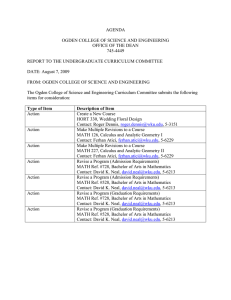 AGENDA  OGDEN COLLEGE OF SCIENCE AND ENGINEERING OFFICE OF THE DEAN