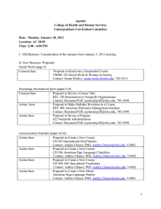 Agenda College of Health and Human Services Undergraduate Curriculum Committee