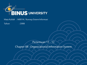 Pertemuan 11 - 12 Chapter 08 : Organizational Information System Tahun