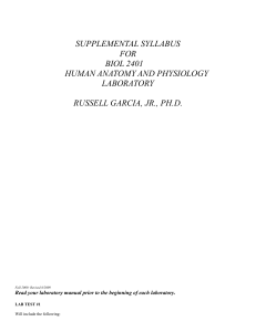 SUPPLEMENTAL SYLLABUS FOR BIOL 2401