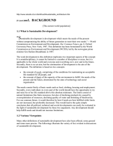 &#34;S 1.  BACKGROUND 1.1 What is Sustainable Development?