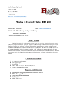 Algebra II Course Syllabus 2015-2016