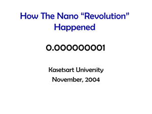 0.000000001 How The Nano “Revolution” Happened Kasetsart University