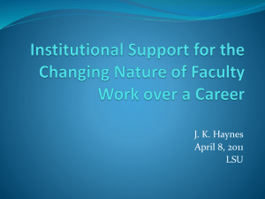 Presentation by J. K. Haynes: Institutional Support for the Changing Nature of Faculty Work over a Career, 8 April 2011 (PowerPoint)