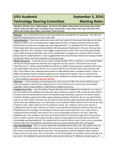 UVU Academic September 3, 2010 Technology Steering Committee Meeting Notes