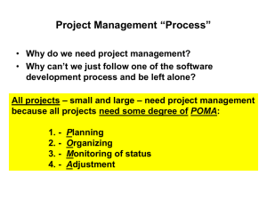 Software Project Management (Chapter 13) "moved up to match the class project"