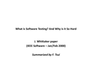 SWE3643 2013 What Is SoftwareTesting Whittaker