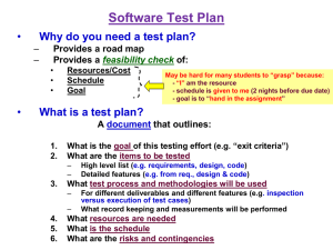 Test Plan (Not in Text) -- this is moved from earlier slot