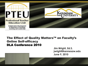Effect of Quality Matters Training on Faculty s Online Self-efficacy