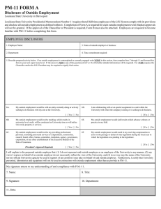 PM-11 FORM A Disclosure of Outside Employment