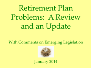 Update on and summary of the retirement plan problem for the LSU A M Faculty Senate in PowerPoint format [January 2014]