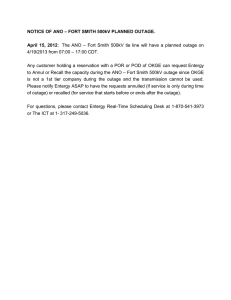 – FORT SMITH 500kV PLANNED OUTAGE. NOTICE OF ANO