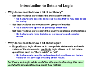 Quick Review of Sets and Logic (chapter 3)