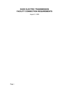 DUKE ENERGY CAROLINAS FACILITY CONNECTION REQUIREMENTS.doc Updated:2009-11-05 15:07 CS