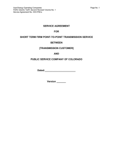 Xcel Energy Operating Companies Page No. 1 Service Agreement No. XXX-PSCo