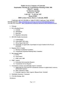 Agenda FERC 890 1st Q 2014 Draft Updated:2014-02-07 12:34 CS