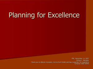 Planning for Excellence Shirley L. Baugher: November 14, 2007