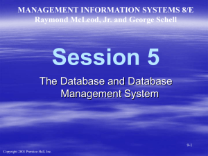 Session 5 The Database and Database Management System MANAGEMENT INFORMATION SYSTEMS 8/E