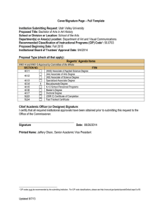 Cover/Signature Page – Full Template Institution Submitting Request: Proposed Title: