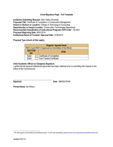 Cover/Signature Page – Full Template Institution Submitting Request: Proposed Title: