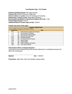 Cover/Signature Page – Full Template Institution Submitting Request: Proposed Title: