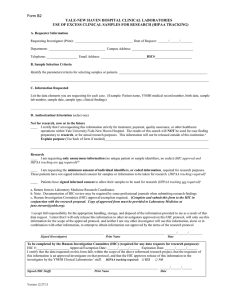 Form for Excess Clinical Samples (HIPAA)