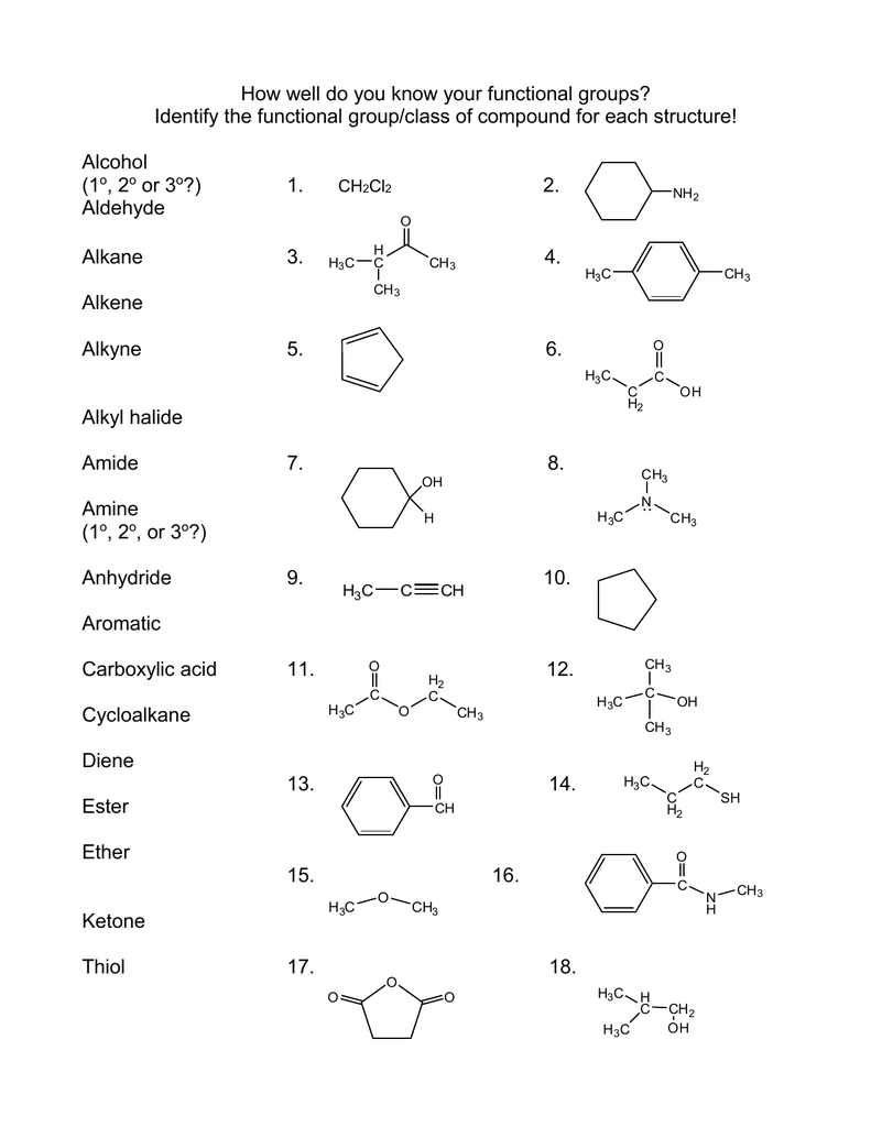 How Well Do You Know Your Functional Groups 