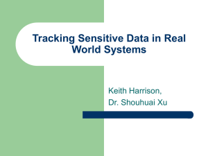 Tracking Sensitive Data in Real World Systems Keith Harrison, Dr. Shouhuai Xu