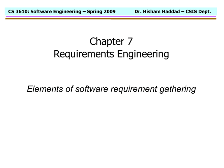 Chapter 7 Requirements Engineering Elements Of Software Requirement 