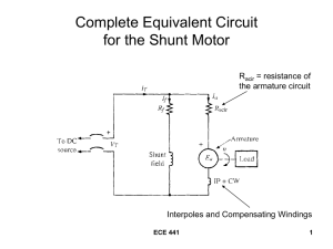 Complete Equivalent Circuit for the Shunt Motor R = resistance of