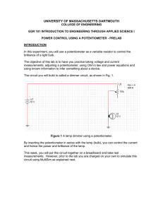 Multisim Prelab for Power Control Using a Potentiometer