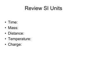 Review SI Units • Time: • Mass: • Distance: