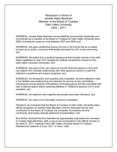 Resolution in Honor of Janette Hales Beckham Utah Valley University