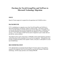 Purchase for Novell GroupWise and NetWare to Microsoft Technology Migration  ISSUE