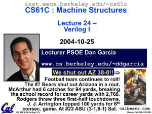CS61C : Machine Structures – Lecture 24 Verilog I