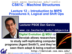 CS61C : Machine Structures – Introduction to MIPS Lecture 12