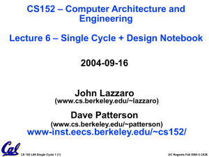 2004-09-16 John Lazzaro Dave Patterson – Computer Architecture and