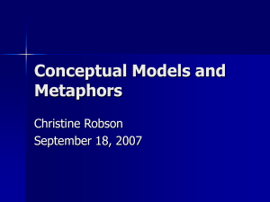 Conceptual Models and Metaphors Christine Robson September 18, 2007