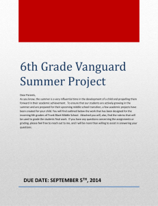 6th Grade Vanguard Summer Project