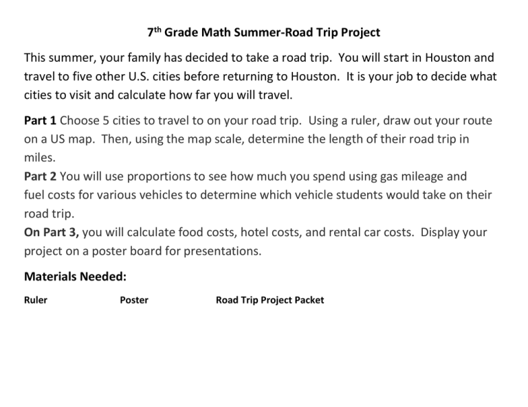 planning a trip math project