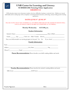 Grades 4-6 summer tutoring registration form