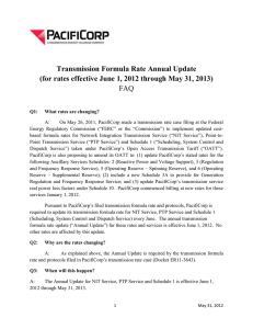 June 1, 2012 Transmission Rates FAQ Updated:2013-03-04 10:26 CS